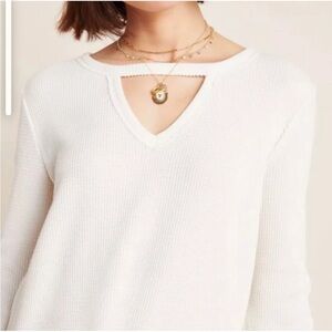 NWT Anthropologie t.la. Nadia Thermal waffle cut out top shirt new ivory cream